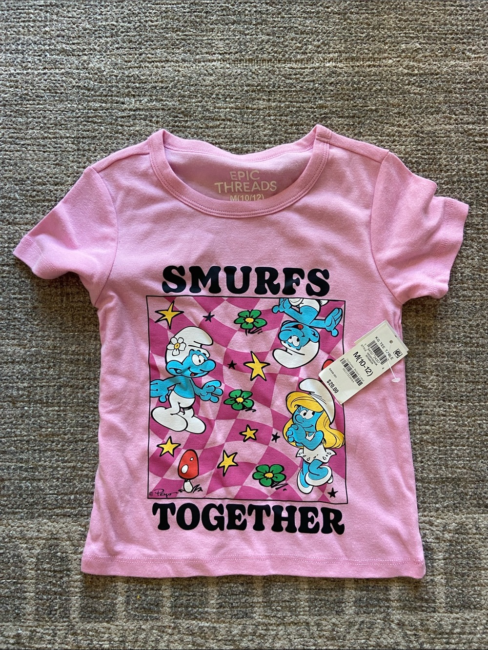 Epic Threads Pink Smurfs Together Short Sleeve Tee